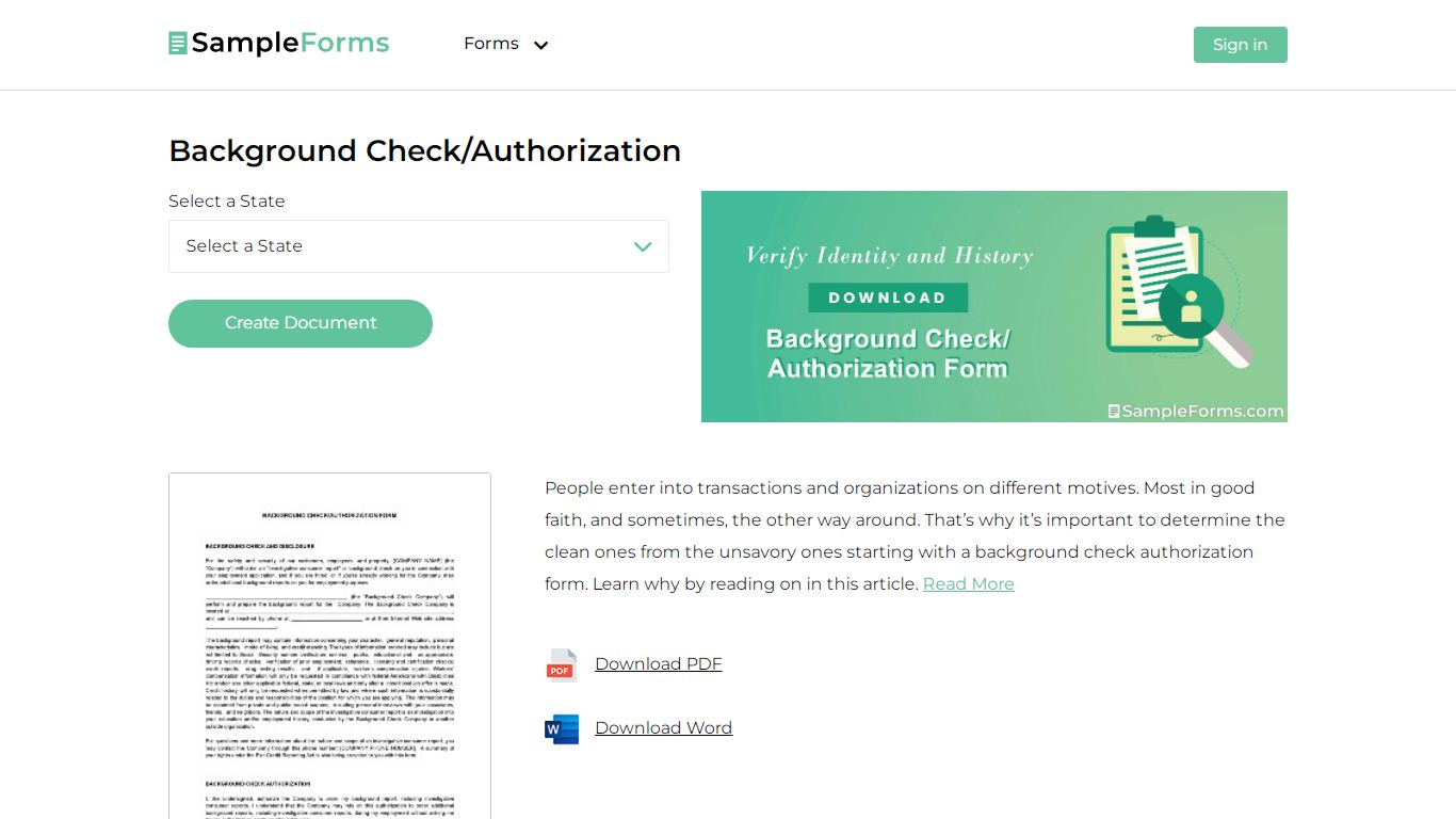 FREE Background Check/Authorization Form [PDF, WORD] - sampleforms