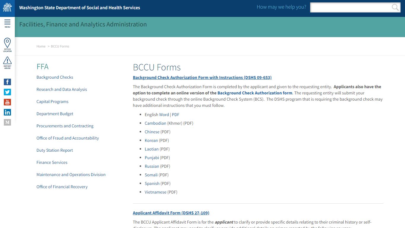 BCCU Forms | DSHS - Washington